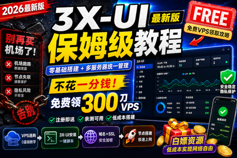 3X-UI最新版保姆级教程｜零基础搭建+0成本自建魔法网络，小白也能轻松上手-智创宝库资源站